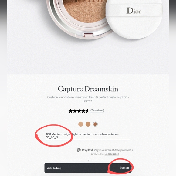 Sealed-Dior Capture Dreamskin Cushion Foundation - Medium Color30 NWOB $90Retail - Picture 2 of 9